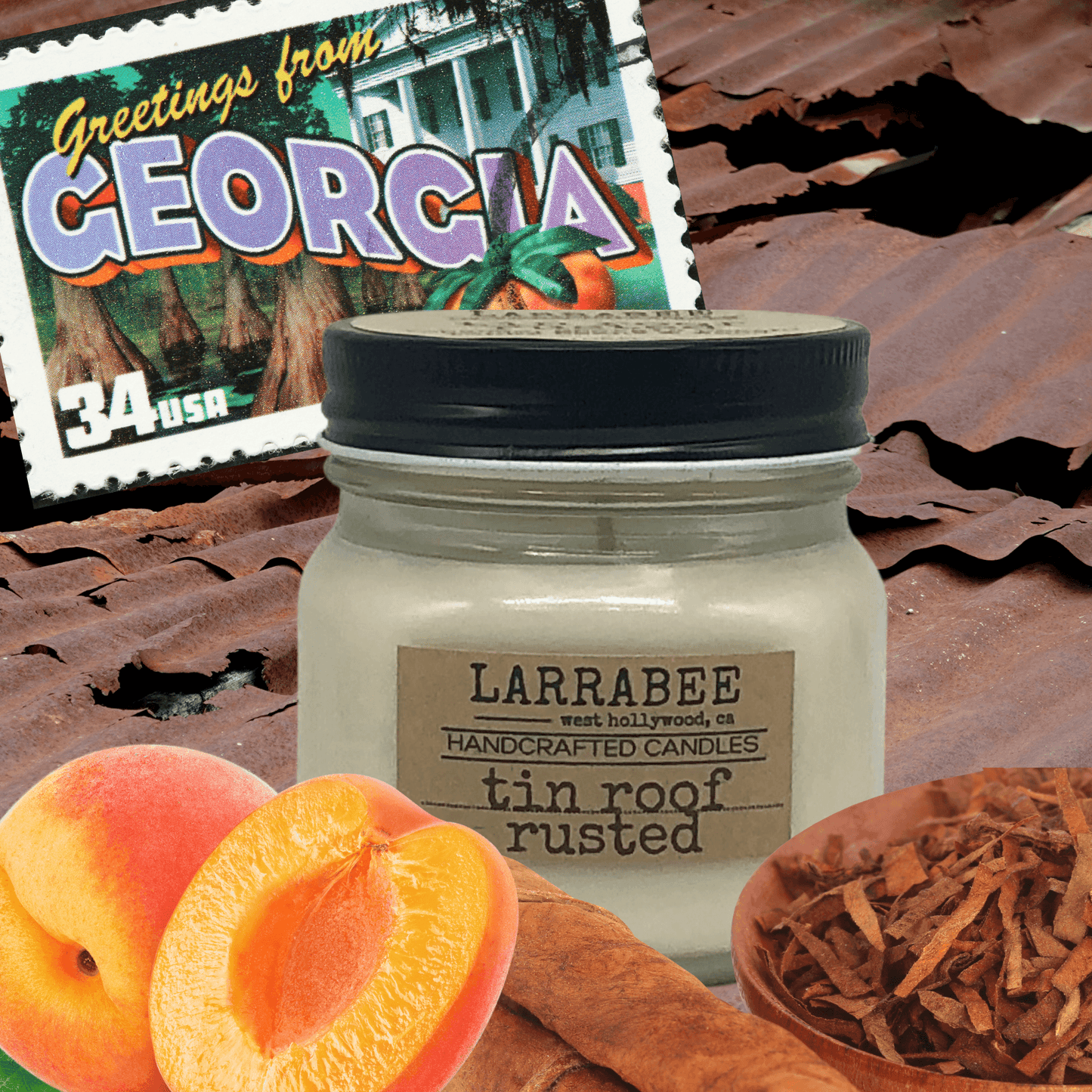 Tin Roof Rusted handcrafted mason jar candle Larrab.ee
