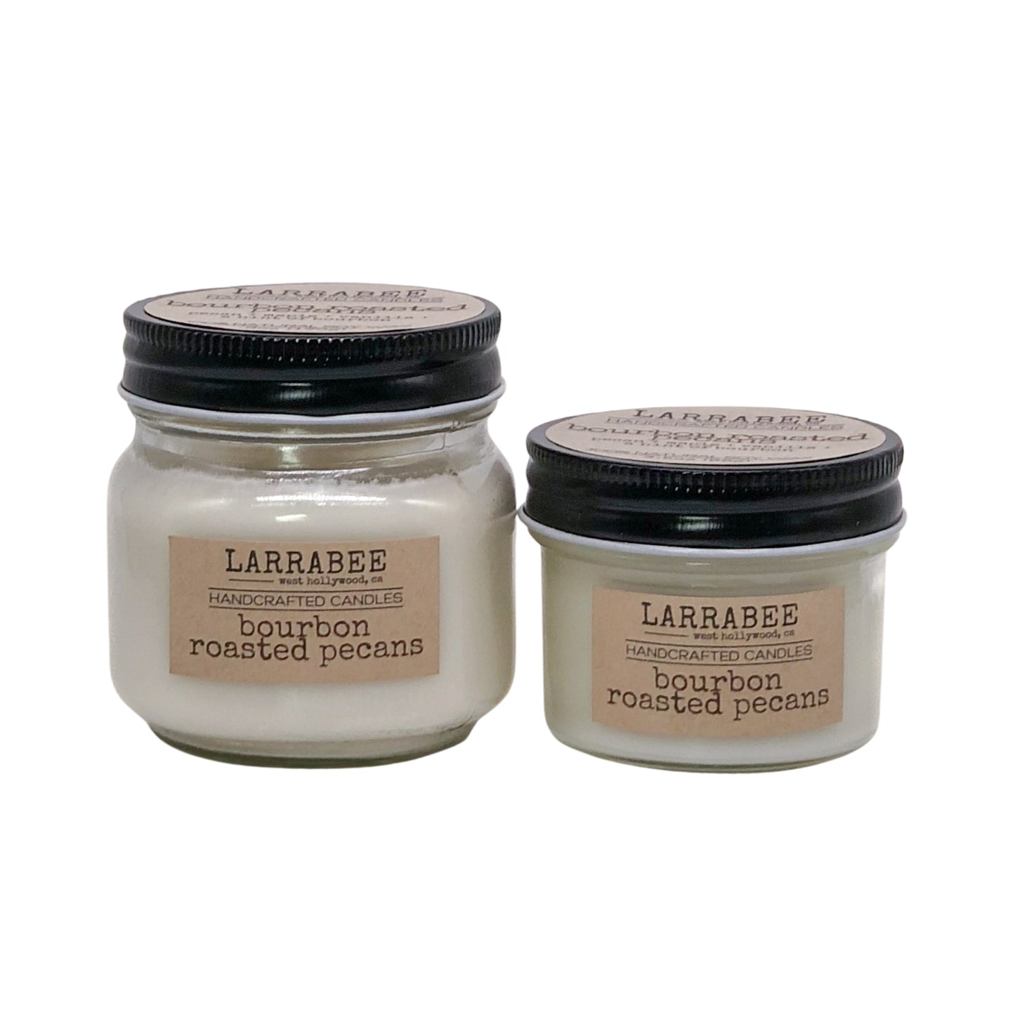 Bourbon Roasted Pecans handcrafted mason jar candle Larrab.ee