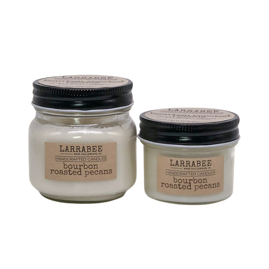 Bourbon Roasted Pecans handcrafted mason jar candle   Larrab.ee