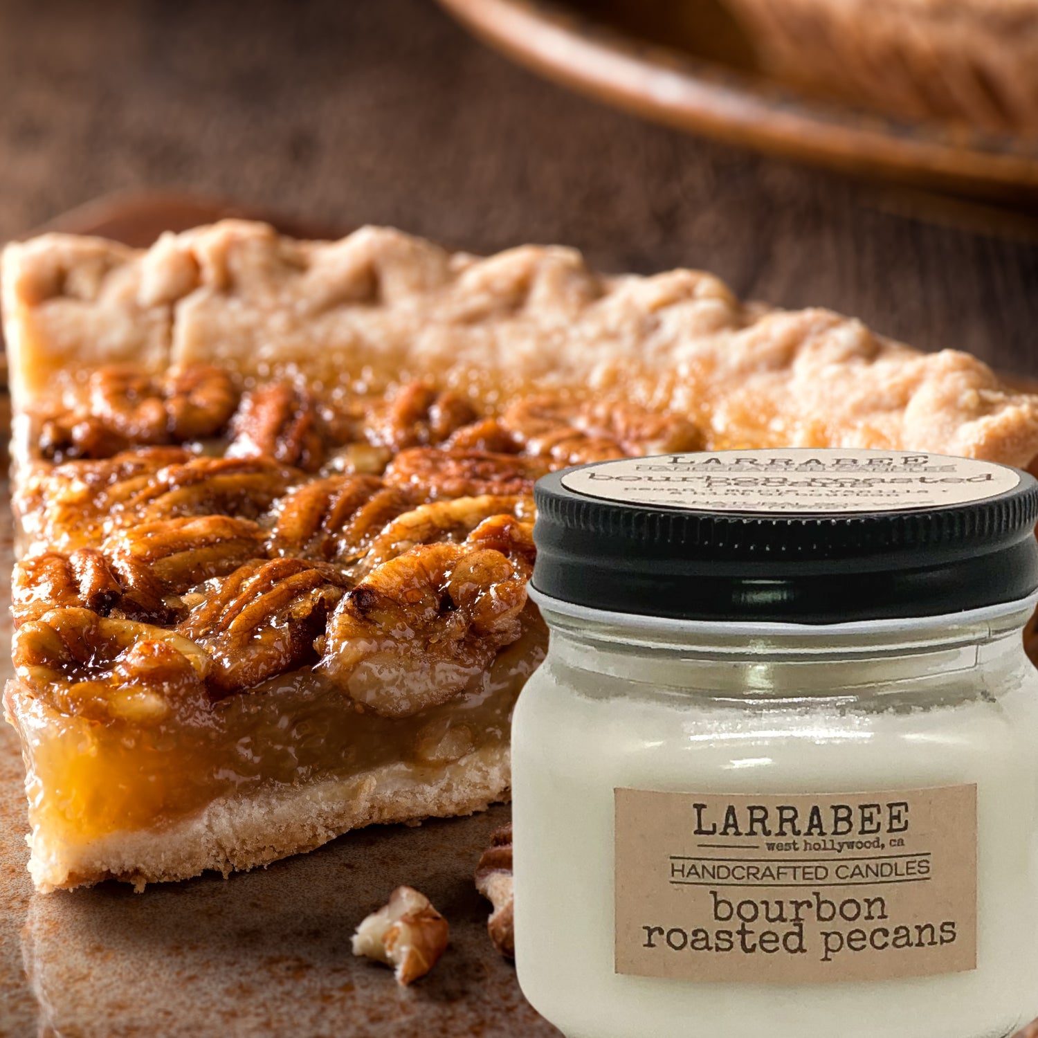 Bourbon Roasted Pecans handcrafted mason jar candle   Larrab.ee