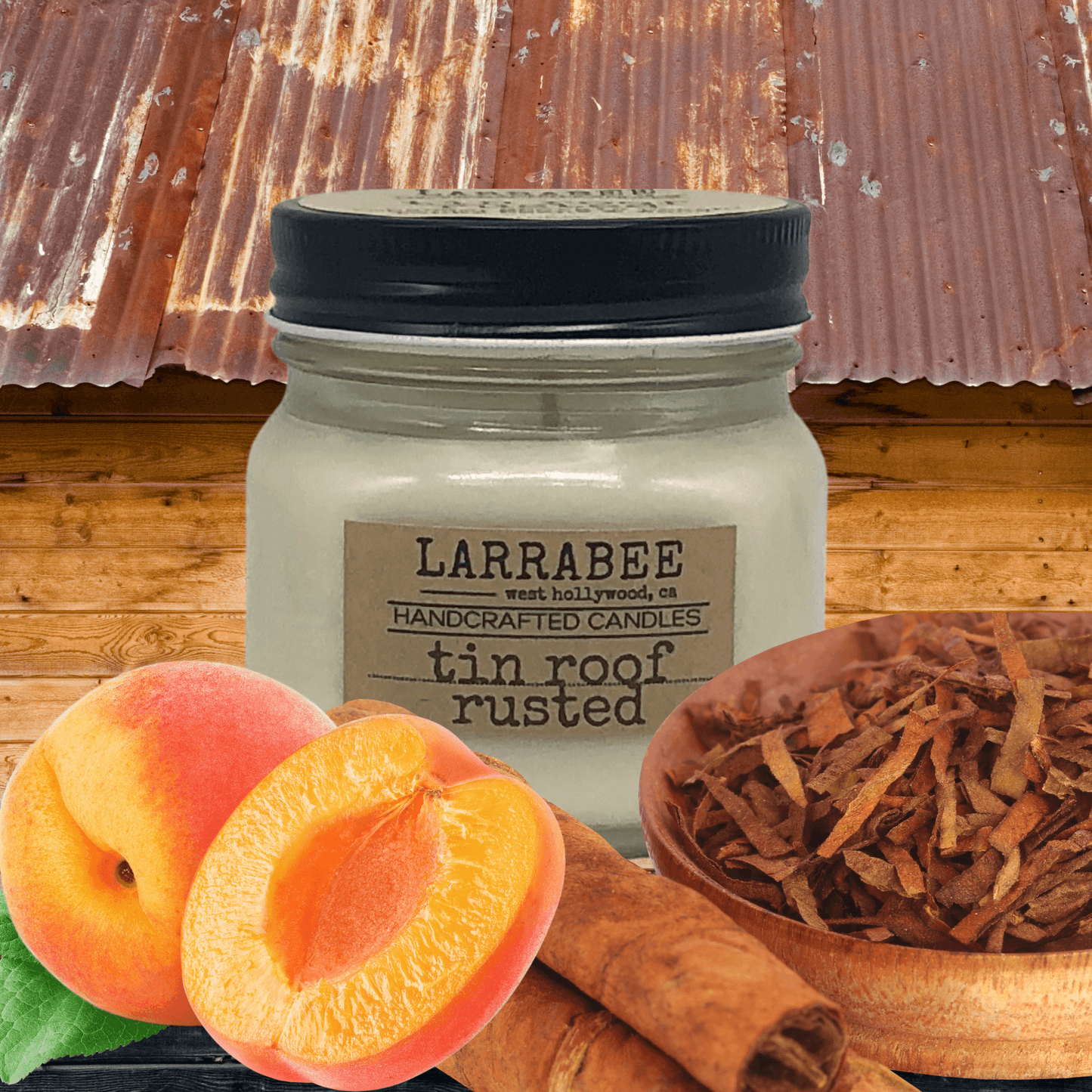 Tin Roof Rusted handcrafted mason jar candle Larrab.ee